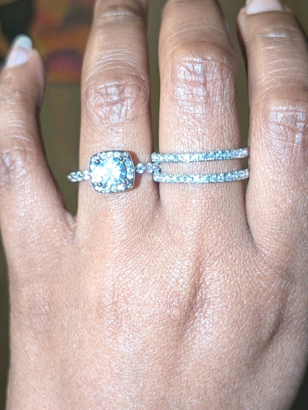 925 Silver 4ct Lab-Created Princess Cut Diamond Wedding Ring Set For Women Sz 8 - Picture 3 of 17